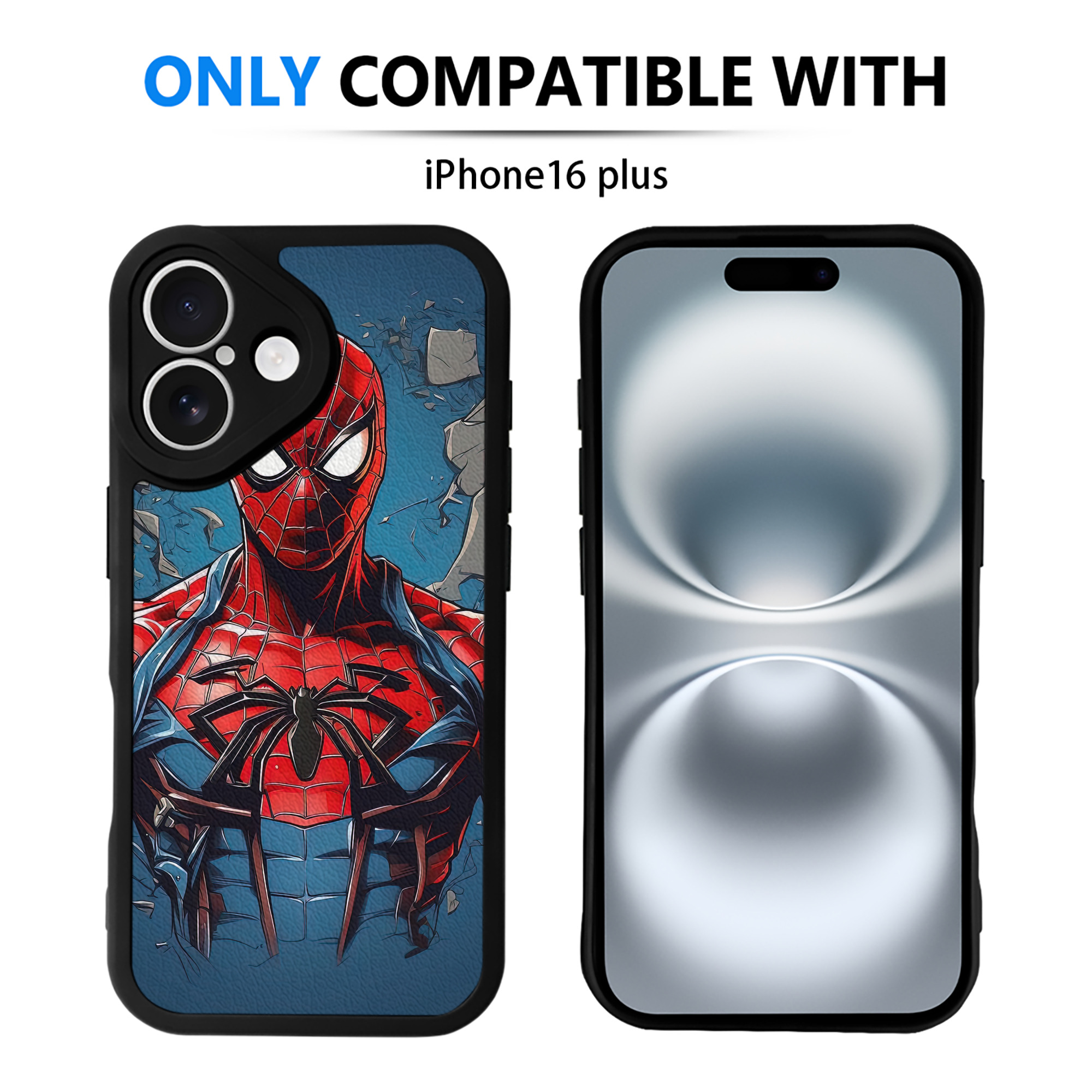 （画像用） Spider Man スパイダーマン 【iPhone 16シリーズ対応】シリコンスマホケース（レザー調） 材質：シリコン